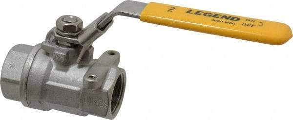 Legend Valve - 3/4" Pipe, Large Port, Stainless Steel Standard Ball Valve - 2 Piece, Inline - One Way Flow, FNPT x FNPT Ends, Locking Lever Handle, 2,000 WOG, 150 WSP - Exact Tool & Supply