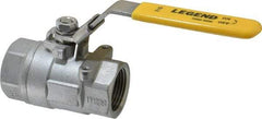 Legend Valve - 1" Pipe, Large Port, Stainless Steel Standard Ball Valve - 2 Piece, Inline - One Way Flow, FNPT x FNPT Ends, Locking Lever Handle, 2,000 WOG, 150 WSP - Exact Tool & Supply