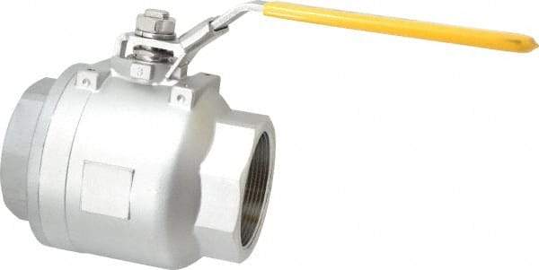 Legend Valve - 3" Pipe, Full Port, Stainless Steel Standard Ball Valve - 2 Piece, Inline - One Way Flow, FNPT x FNPT Ends, Locking Lever Handle, 1,000 WOG, 150 WSP - Exact Tool & Supply