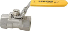 Legend Valve - 1/2" Pipe, Standard Port, Stainless Steel Standard Ball Valve - 1 Piece, Inline - One Way Flow, FNPT x FNPT Ends, Locking Lever Handle, 800 WOG, 150 WSP - Exact Tool & Supply