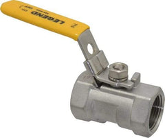 Legend Valve - 3/4" Pipe, Standard Port, Stainless Steel Standard Ball Valve - 1 Piece, Inline - One Way Flow, FNPT x FNPT Ends, Locking Lever Handle, 800 WOG, 150 WSP - Exact Tool & Supply