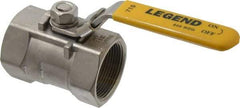 Legend Valve - 1-1/2" Pipe, Standard Port, Stainless Steel Standard Ball Valve - 1 Piece, Inline - One Way Flow, FNPT x FNPT Ends, Locking Lever Handle, 800 WOG, 150 WSP - Exact Tool & Supply