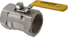 Legend Valve - 2" Pipe, Standard Port, Stainless Steel Standard Ball Valve - 1 Piece, Inline - One Way Flow, FNPT x FNPT Ends, Locking Lever Handle, 800 WOG, 150 WSP - Exact Tool & Supply