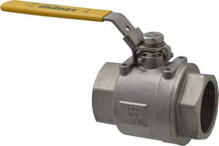 Legend Valve - 2" Pipe, Full Port, Stainless Steel Standard Ball Valve - 2 Piece, Inline - One Way Flow, FNPT x FNPT Ends, Locking Lever Handle, 1,000 WOG, 150 WSP - Exact Tool & Supply