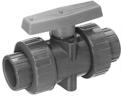 Legend Valve - 2-1/2" Pipe, Full Port, PVC True Union Design Ball Valve - Inline - One Way Flow, Solvent x Solvent Ends, Tee Handle, 150 WOG - Exact Tool & Supply