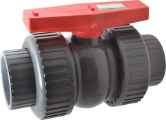 Legend Valve - 3" Pipe, Full Port, PVC True Union Design Ball Valve - Inline - One Way Flow, Solvent x Solvent Ends, Tee Handle, 150 WOG - Exact Tool & Supply