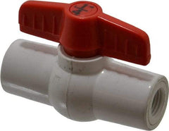 Legend Valve - 1/4" Pipe, Full Port, PVC Miniature Ball Valve - Inline - One Way Flow, FNPT x FNPT Ends, Tee Handle, 150 WOG - Exact Tool & Supply