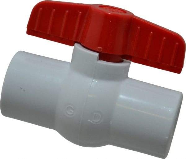 Legend Valve - 3/4" Pipe, Full Port, PVC Miniature Ball Valve - Inline - One Way Flow, FNPT x FNPT Ends, Tee Handle, 150 WOG - Exact Tool & Supply