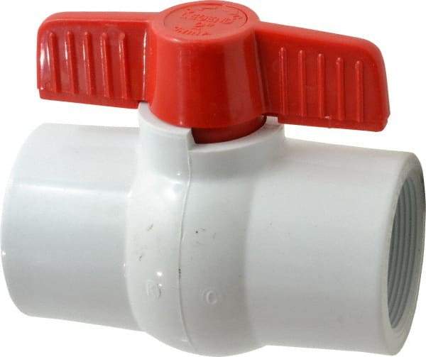 Legend Valve - 2" Pipe, Full Port, PVC Miniature Ball Valve - Inline - One Way Flow, FNPT x FNPT Ends, Tee Handle, 150 WOG - Exact Tool & Supply
