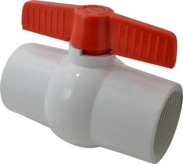 Legend Valve - 3" Pipe, Full Port, PVC Miniature Ball Valve - Inline - One Way Flow, FNPT x FNPT Ends, Tee Handle, 150 WOG - Exact Tool & Supply