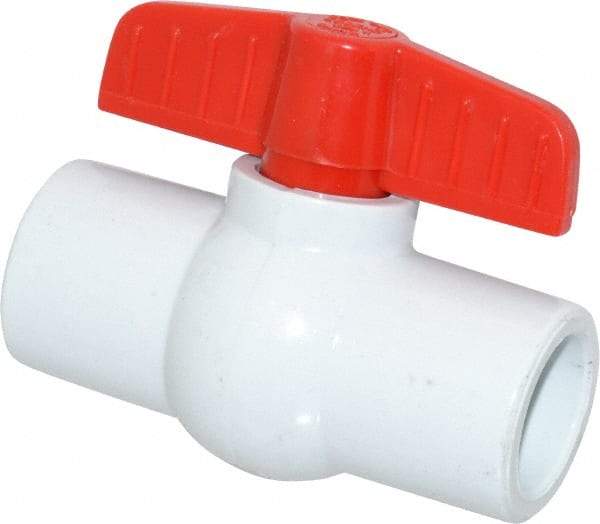 Legend Valve - 3/4" Pipe, Full Port, PVC Miniature Ball Valve - Inline - One Way Flow, Solvent x Solvent Ends, Tee Handle, 150 WOG - Exact Tool & Supply