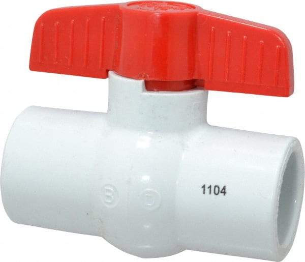 Legend Valve - 1" Pipe, Full Port, PVC Standard Ball Valve - Bi-Directional, Solvent x Solvent Ends, Tee Handle, 150 WOG - Exact Tool & Supply