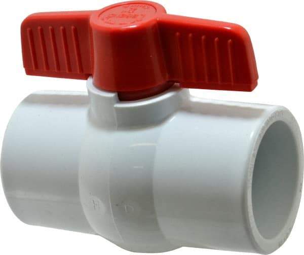 Legend Valve - 2" Pipe, Full Port, PVC Miniature Ball Valve - Inline - One Way Flow, Solvent x Solvent Ends, Tee Handle, 150 WOG - Exact Tool & Supply