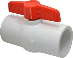 Legend Valve - 2-1/2" Pipe, Full Port, PVC Miniature Ball Valve - Inline - One Way Flow, Solvent x Solvent Ends, Tee Handle, 150 WOG - Exact Tool & Supply