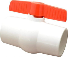 Legend Valve - 3" Pipe, Full Port, PVC Miniature Ball Valve - Inline - One Way Flow, Solvent x Solvent Ends, Tee Handle, 150 WOG - Exact Tool & Supply