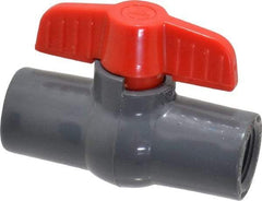 Legend Valve - 1/2" Pipe, Full Port, PVC Miniature Ball Valve - Inline - One Way Flow, FNPT x FNPT Ends, Tee Handle, 150 WOG - Exact Tool & Supply