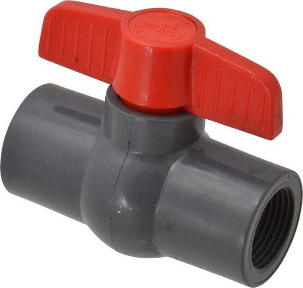 Legend Valve - 1" Pipe, Full Port, PVC Miniature Ball Valve - Inline - One Way Flow, FNPT x FNPT Ends, Tee Handle, 150 WOG - Exact Tool & Supply