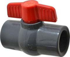 Legend Valve - 1-1/2" Pipe, Full Port, PVC Miniature Ball Valve - Inline - One Way Flow, FNPT x FNPT Ends, Tee Handle, 150 WOG - Exact Tool & Supply