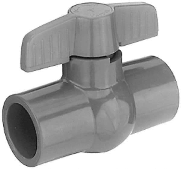 Legend Valve - 1/2" Pipe, Full Port, PVC Miniature Ball Valve - Inline - One Way Flow, Solvent x Solvent Ends, Tee Handle, 150 WOG - Exact Tool & Supply