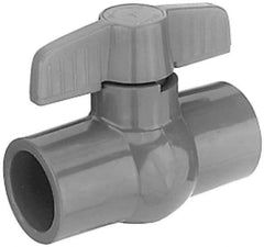 Legend Valve - 1/2" Pipe, Full Port, PVC Miniature Ball Valve - Inline - One Way Flow, Solvent x Solvent Ends, Tee Handle, 150 WOG - Exact Tool & Supply