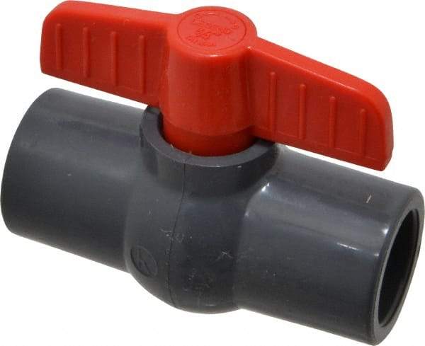 Legend Valve - 3/4" Pipe, Full Port, PVC Miniature Ball Valve - Inline - One Way Flow, Solvent x Solvent Ends, Tee Handle, 150 WOG - Exact Tool & Supply