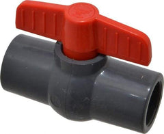 Legend Valve - 3/4" Pipe, Full Port, PVC Miniature Ball Valve - Inline - One Way Flow, Solvent x Solvent Ends, Tee Handle, 150 WOG - Exact Tool & Supply