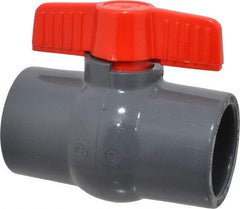Legend Valve - 2" Pipe, Full Port, PVC Miniature Ball Valve - Inline - One Way Flow, Solvent x Solvent Ends, Tee Handle, 150 WOG - Exact Tool & Supply