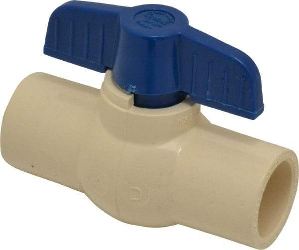 Legend Valve - 3/4" Pipe, Large Port, CPVC Miniature Ball Valve - Inline - One Way Flow, Solvent x Solvent Ends, Tee Handle, 150 WOG - Exact Tool & Supply