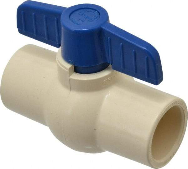 Legend Valve - 1" Pipe, Large Port, CPVC Miniature Ball Valve - Inline - One Way Flow, Solvent x Solvent Ends, Tee Handle, 150 WOG - Exact Tool & Supply
