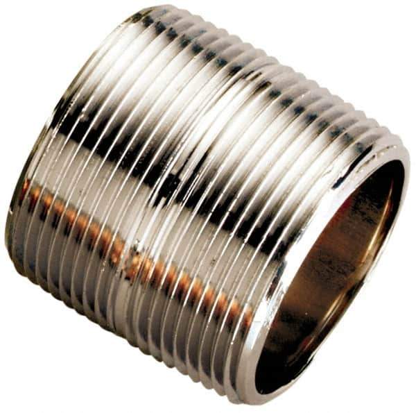 Merit Brass - Schedule 80, 1-1/4" Pipe x 4-1/2" Long, Grade 304/304L Stainless Steel Pipe Nipple - Seamless & Threaded - Exact Tool & Supply