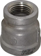 Merit Brass - 3/4 x 1/2" Grade 304 Stainless Steel Pipe Reducer Coupling - FNPT x FNPT End Connections, 150 psi - Exact Tool & Supply