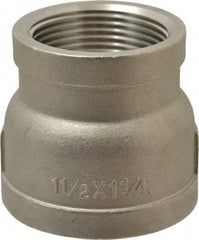 Merit Brass - 1-1/2 x 1-1/4" Grade 316 Stainless Steel Pipe Reducer Coupling - FNPT x FNPT End Connections, 150 psi - Exact Tool & Supply