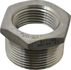 Merit Brass - 1-1/4 x 1" Grade 316 Stainless Steel Pipe Hex Bushing - MNPT x FNPT End Connections, 150 psi - Exact Tool & Supply