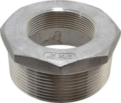 Merit Brass - 3 x 2" Grade 316 Stainless Steel Pipe Hex Bushing - MNPT x FNPT End Connections, 150 psi - Exact Tool & Supply