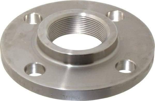 Merit Brass - 2" Pipe, 6" OD, Stainless Steel, Threaded Pipe Flange - 4-3/4" Across Bolt Hole Centers, 3/4" Bolt Hole, 150 psi, Grade 316 - Exact Tool & Supply