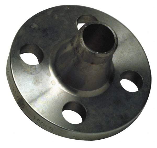 Merit Brass - 1" Pipe, 4-1/4" OD, Stainless Steel, Weld Neck Pipe Flange - 3-1/8" Across Bolt Hole Centers, 5/8" Bolt Hole, 150 psi, Grades 316 & 316L - Exact Tool & Supply