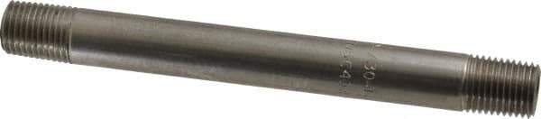 Merit Brass - Schedule 40, 1/4" Pipe x 5" Long, Grade 304/304L Stainless Steel Pipe Nipple - Welded & Threaded - Exact Tool & Supply
