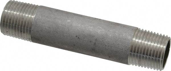 Merit Brass - Schedule 40, 3/8" Pipe x 3" Long, Grade 304/304L Stainless Steel Pipe Nipple - Welded & Threaded - Exact Tool & Supply