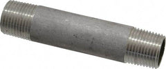 Merit Brass - Schedule 40, 3/8" Pipe x 3" Long, Grade 304/304L Stainless Steel Pipe Nipple - Welded & Threaded - Exact Tool & Supply