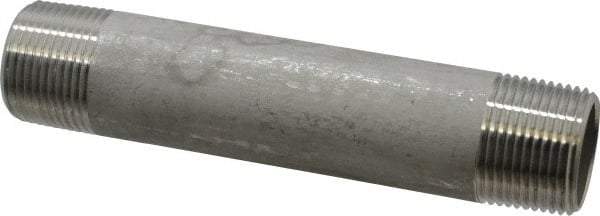 Merit Brass - Schedule 40, 1" Pipe x 6" Long, Grade 304/304L Stainless Steel Pipe Nipple - Welded & Threaded - Exact Tool & Supply