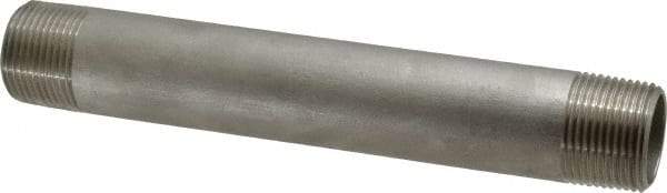 Merit Brass - Schedule 40, 1" Pipe x 8" Long, Grade 304/304L Stainless Steel Pipe Nipple - Welded & Threaded - Exact Tool & Supply