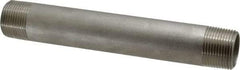 Merit Brass - Schedule 40, 1" Pipe x 8" Long, Grade 304/304L Stainless Steel Pipe Nipple - Welded & Threaded - Exact Tool & Supply
