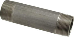Merit Brass - Schedule 40, 1-1/4" Pipe x 5-1/2" Long, Grade 304/304L Stainless Steel Pipe Nipple - Welded & Threaded - Exact Tool & Supply