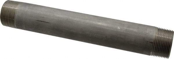 Merit Brass - Schedule 40, 1-1/4" Pipe x 10" Long, Grade 304/304L Stainless Steel Pipe Nipple - Welded & Threaded - Exact Tool & Supply