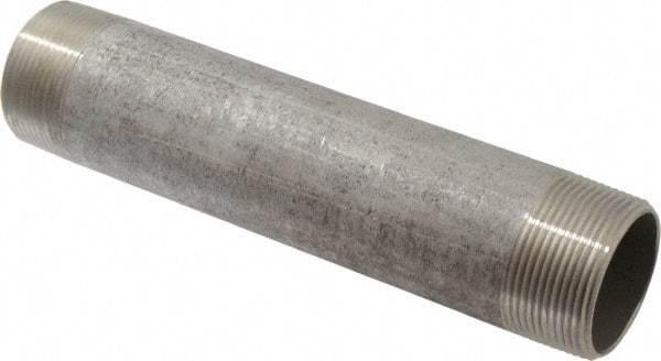 Merit Brass - Schedule 40, 1-1/2" Pipe x 8" Long, Grade 304/304L Stainless Steel Pipe Nipple - Welded & Threaded - Exact Tool & Supply