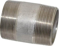 Merit Brass - Schedule 40, 2" Pipe x 3" Long, Grade 304/304L Stainless Steel Pipe Nipple - Welded & Threaded - Exact Tool & Supply