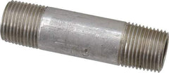 Merit Brass - Schedule 40, 3/8" Pipe x 2-1/2" Long, Grade 316/316L Stainless Steel Pipe Nipple - Welded & Threaded - Exact Tool & Supply