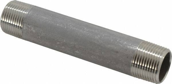 Merit Brass - Schedule 40, 3/4" Pipe x 5" Long, Grade 316/316L Stainless Steel Pipe Nipple - Welded & Threaded - Exact Tool & Supply