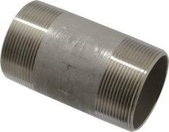 Merit Brass - Schedule 40, 2" Pipe x 4" Long, Grade 316/316L Stainless Steel Pipe Nipple - Welded & Threaded - Exact Tool & Supply