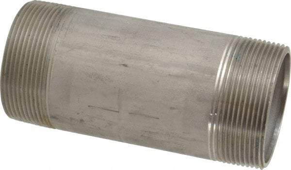 Merit Brass - Schedule 40, 2" Pipe x 5" Long, Grade 316/316L Stainless Steel Pipe Nipple - Welded & Threaded - Exact Tool & Supply